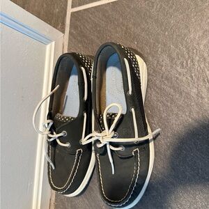 Sperry Black and White Boat Shoes Sneakers